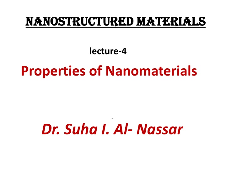 nanostructured materials nanostructured materials