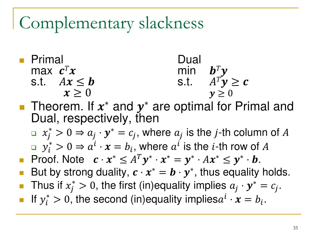 complementary slackness