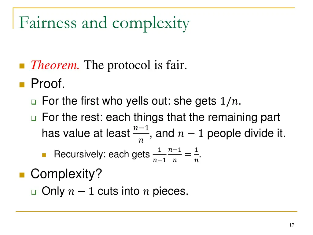 fairness and complexity