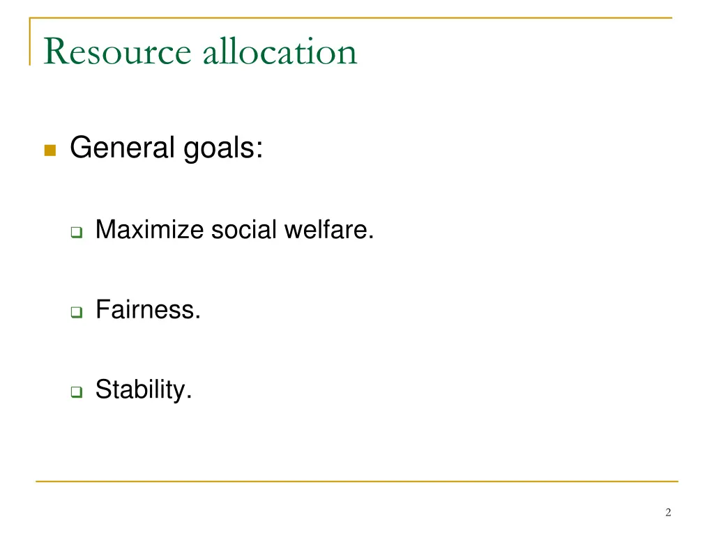 resource allocation