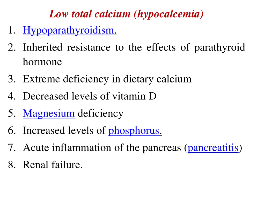 low total calcium hypocalcemia