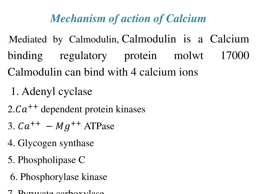 mechanism of action of calcium