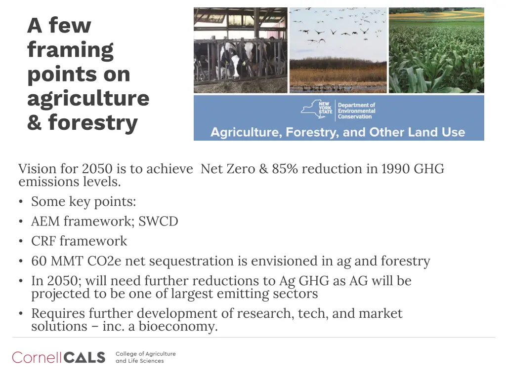 a few framing points on agriculture forestry