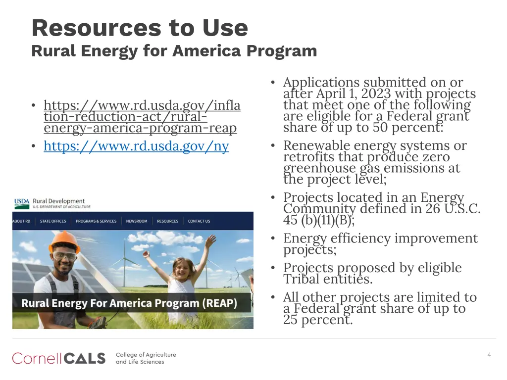 resources to use rural energy for america program