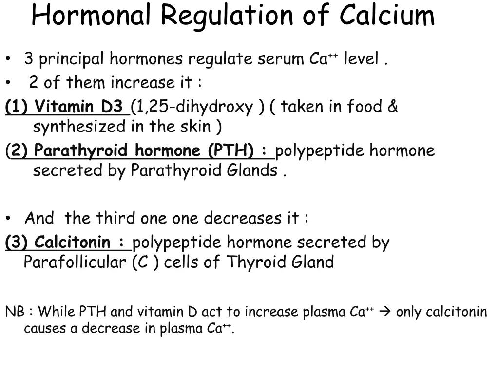 hormonal regulation of calcium