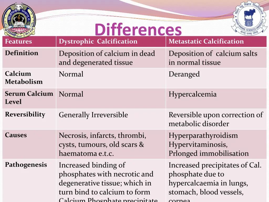 differences dystrophic calcification