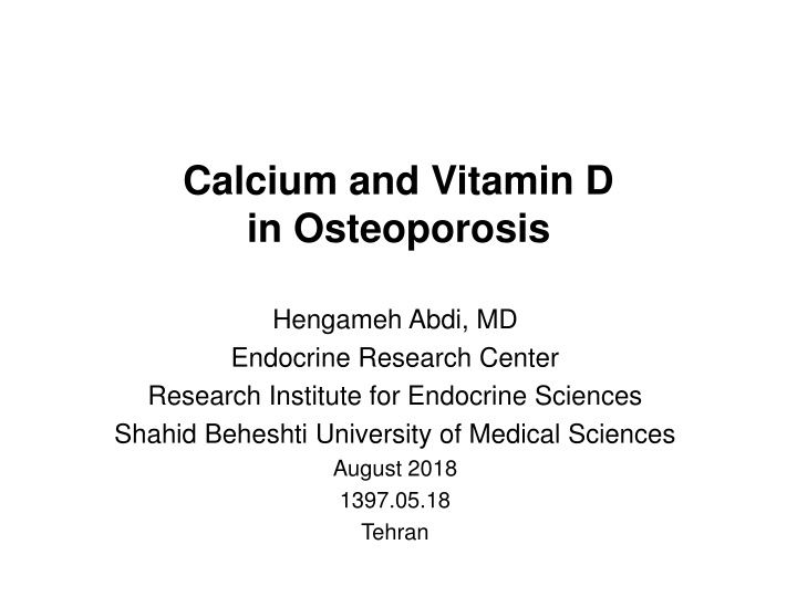 calcium and vitamin d in osteoporosis