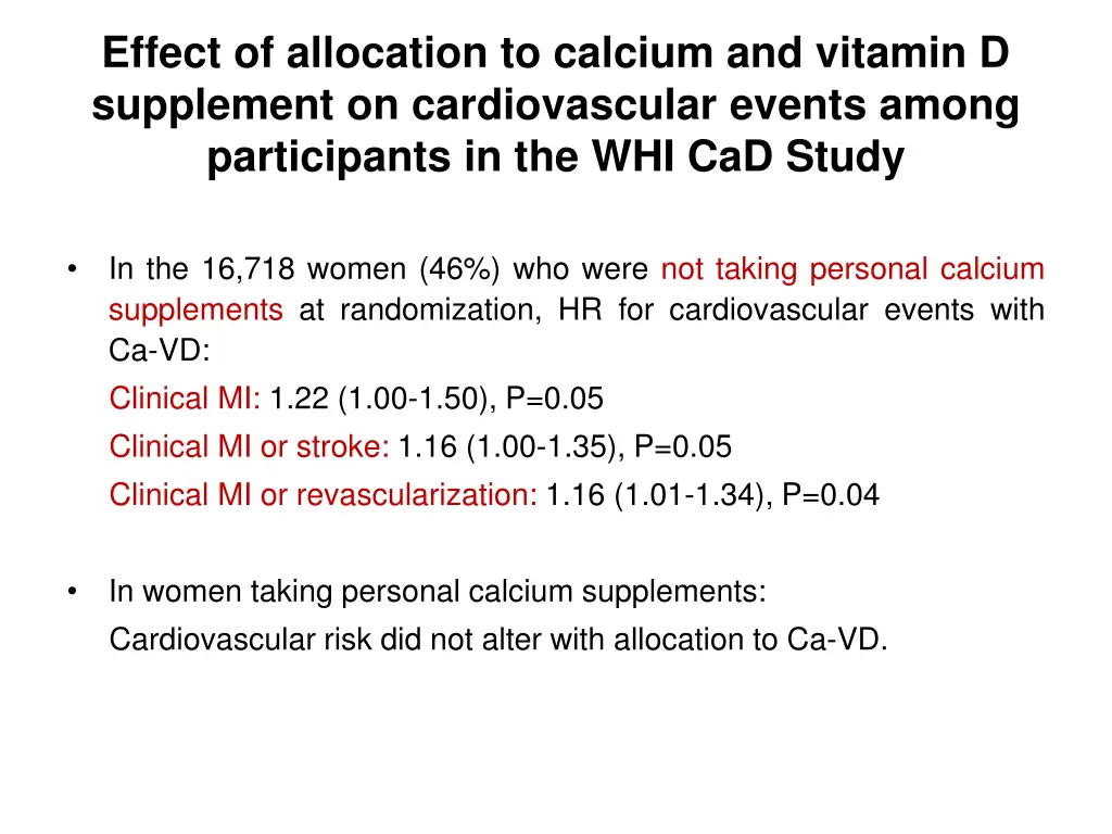 effect of allocation to calcium and vitamin