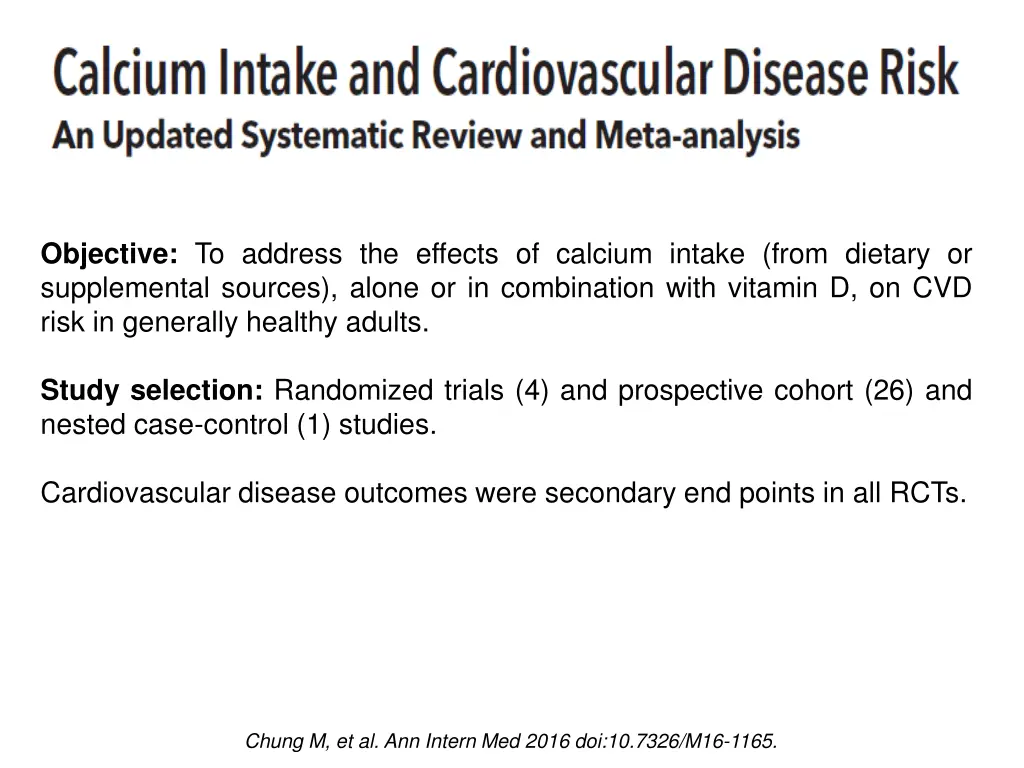 objective to address the effects of calcium