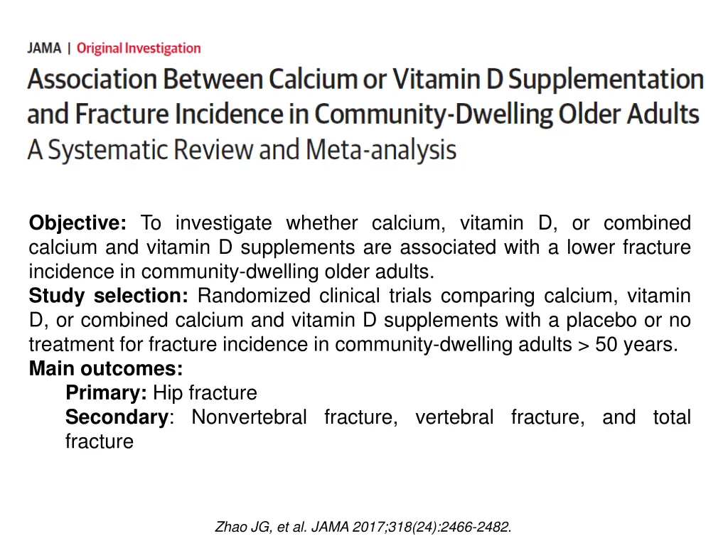 objective to investigate whether calcium vitamin