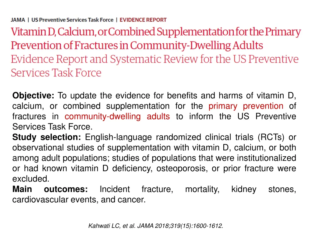 objective to update the evidence for benefits