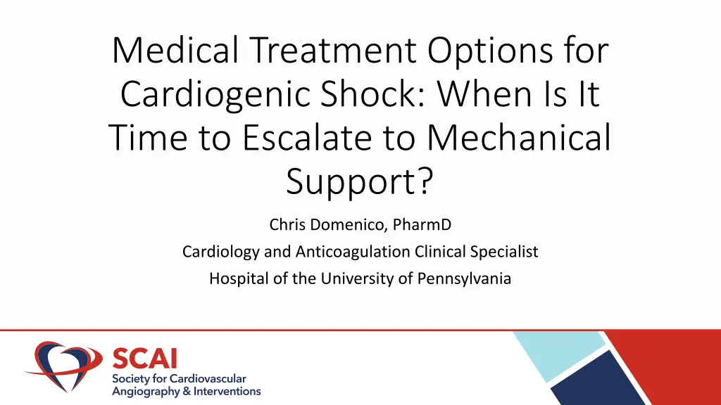 medical treatment options for cardiogenic shock 1