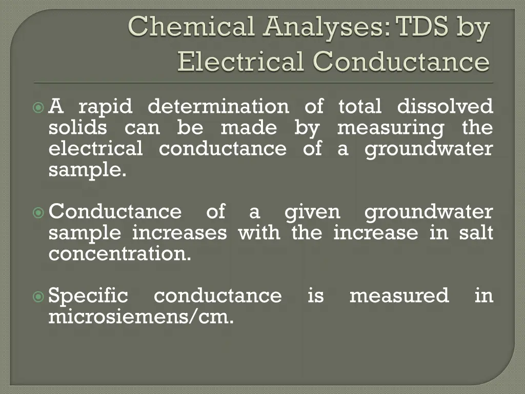 a rapid determination of total dissolved solids