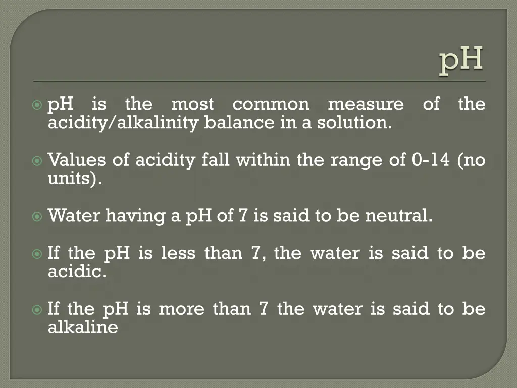 ph acidity alkalinity balance in a solution