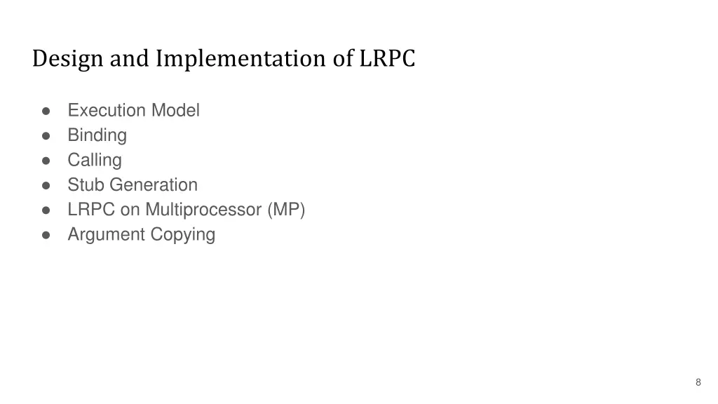 design and implementation of lrpc