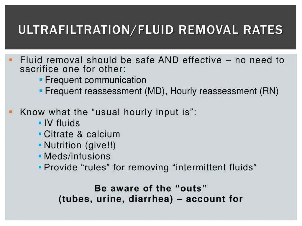 ultrafiltration fluid removal rates 1