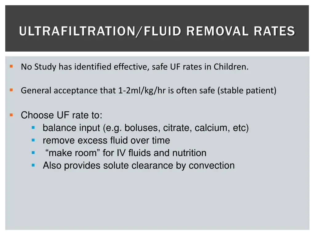 ultrafiltration fluid removal rates