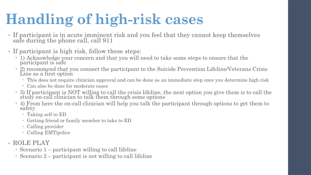 handling of high risk cases