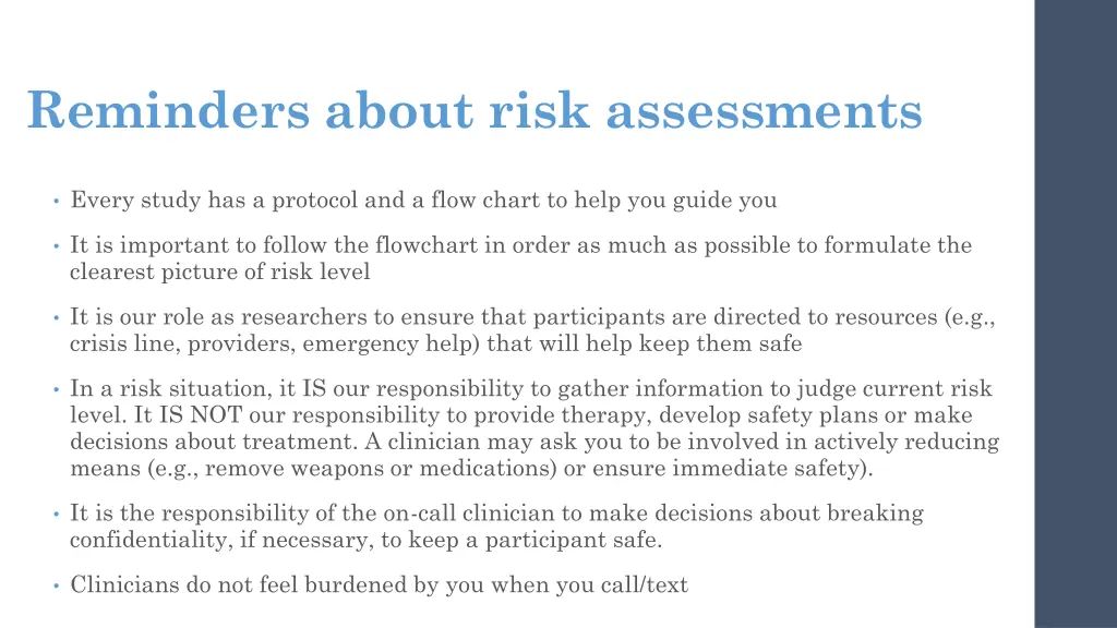 reminders about risk assessments