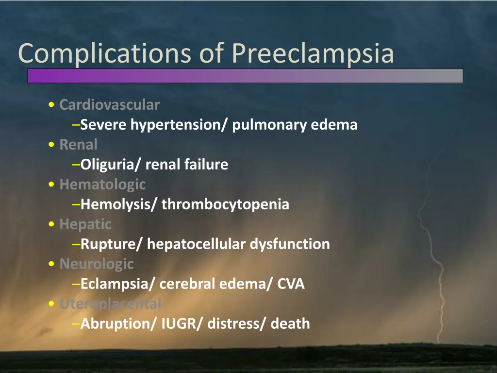 complications of preeclampsia