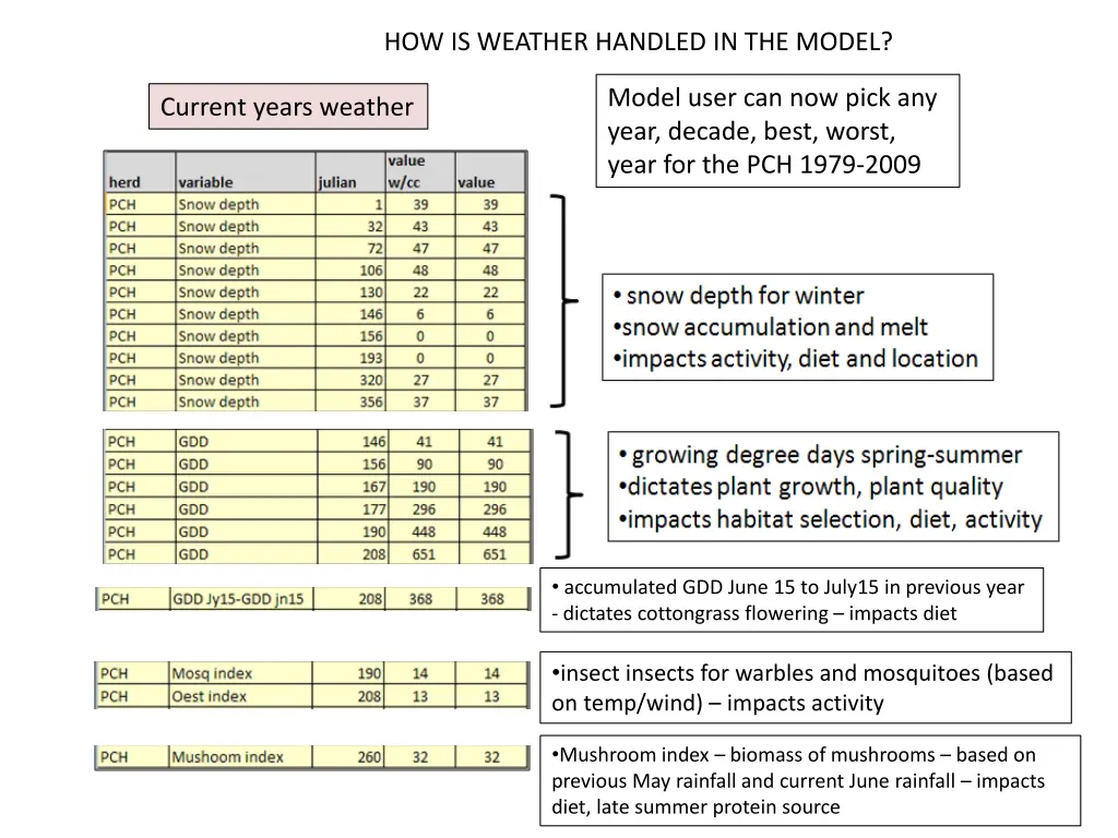 how is weather handled in the model