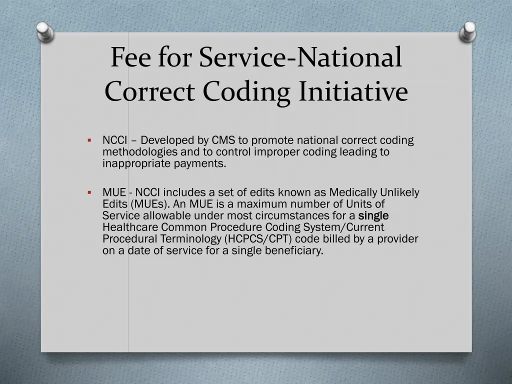 fee for service national correct coding initiative