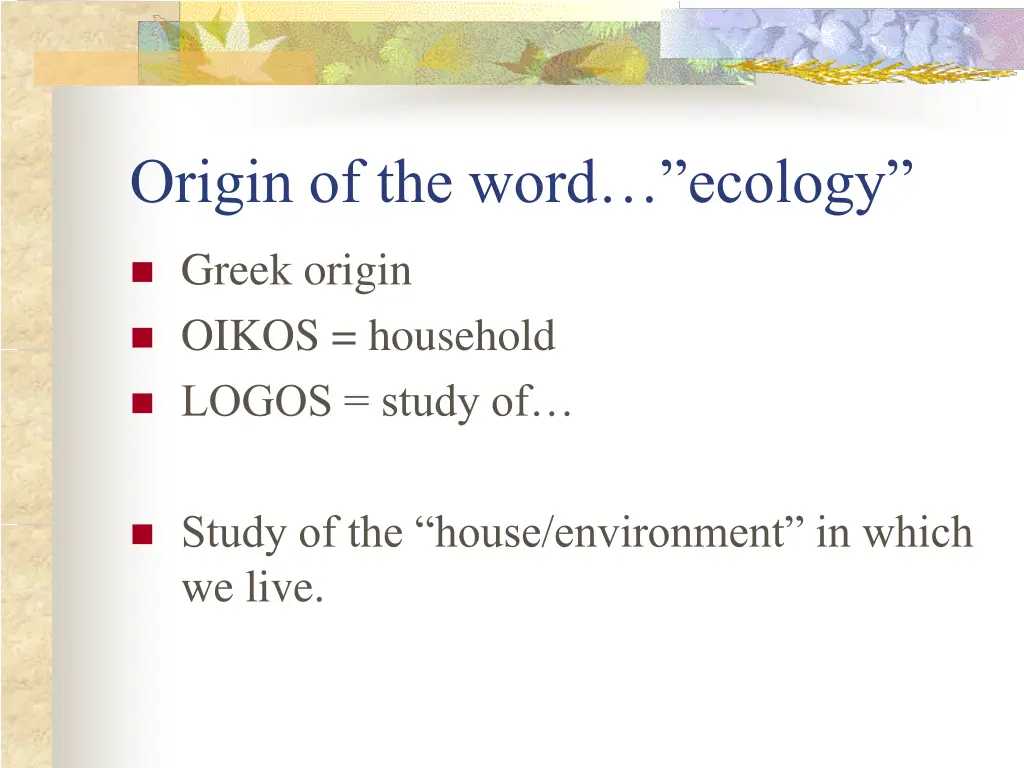 origin of the word ecology