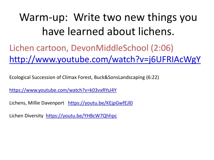 warm up write two new things you have learned