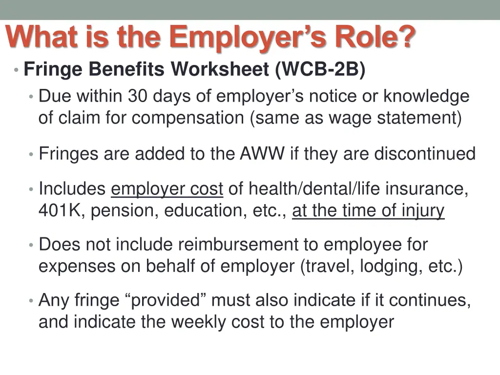 what is the employer s role fringe benefits