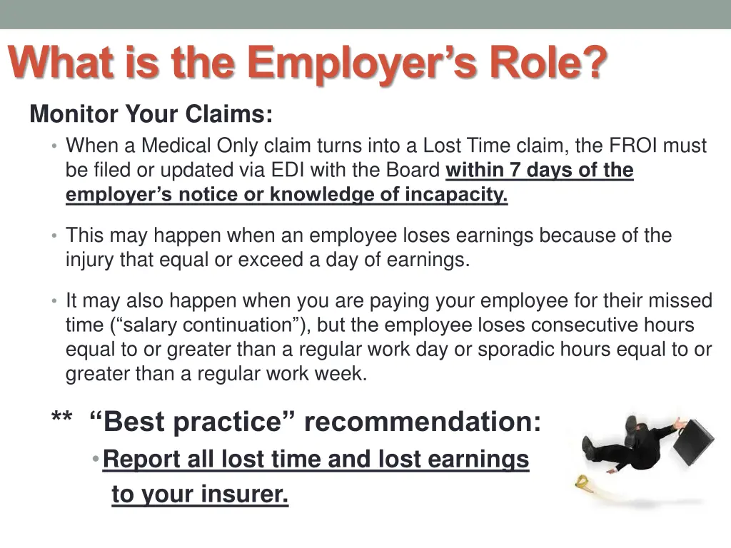 what is the employer s role monitor your claims