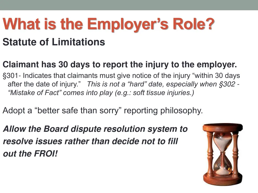 what is the employer s role statute of limitations