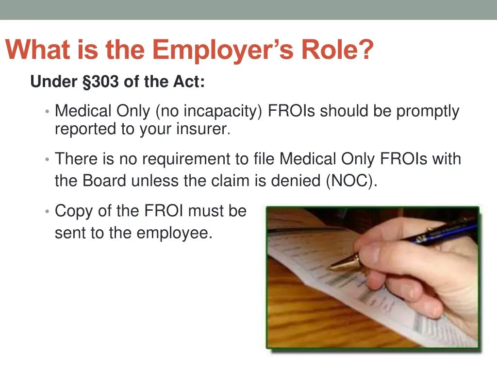 what is the employer s role under 303 of the act