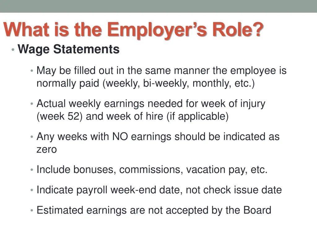 what is the employer s role wage statements