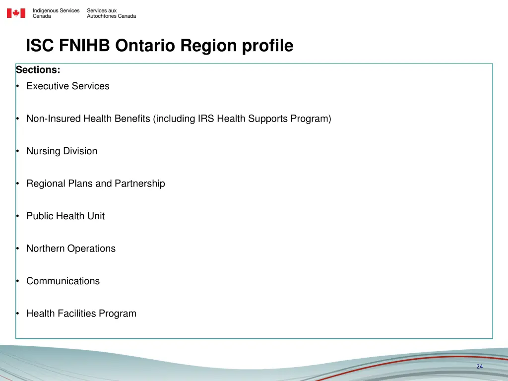 isc fnihb ontario region profile