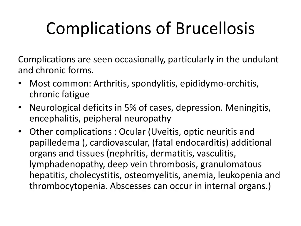 complications of brucellosis