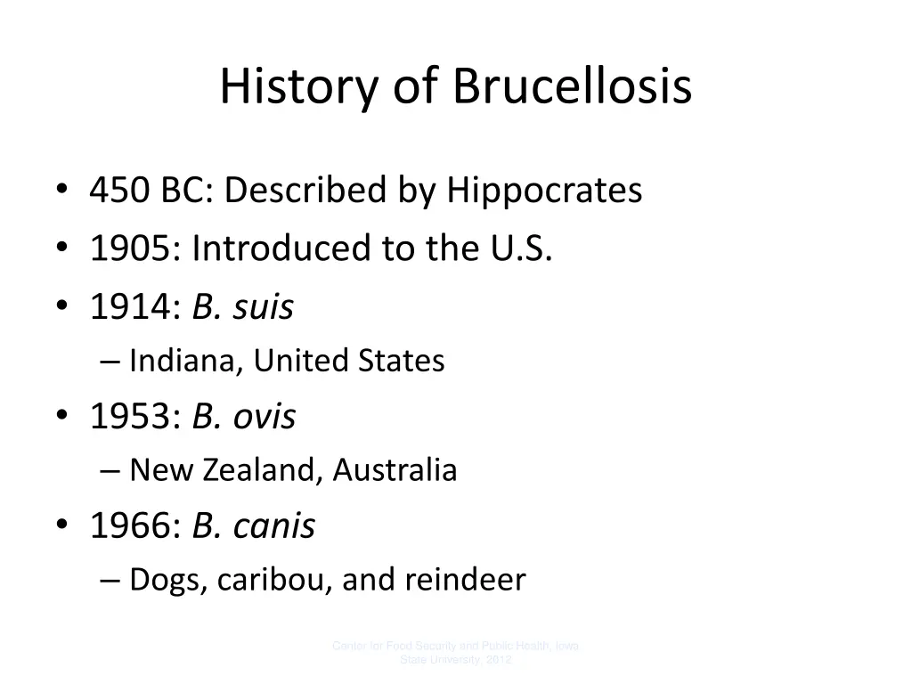 history of brucellosis