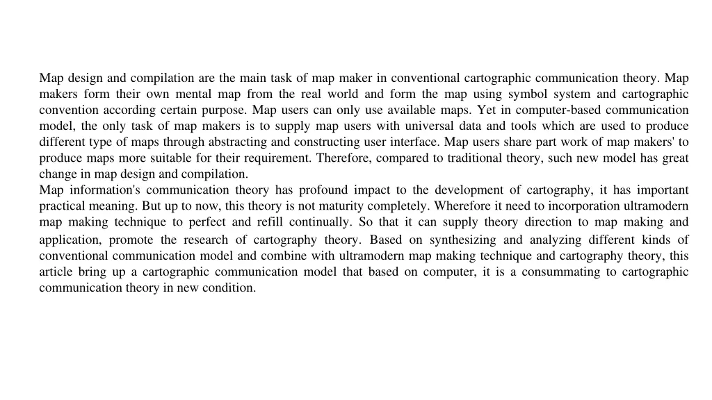 map design and compilation are the main task