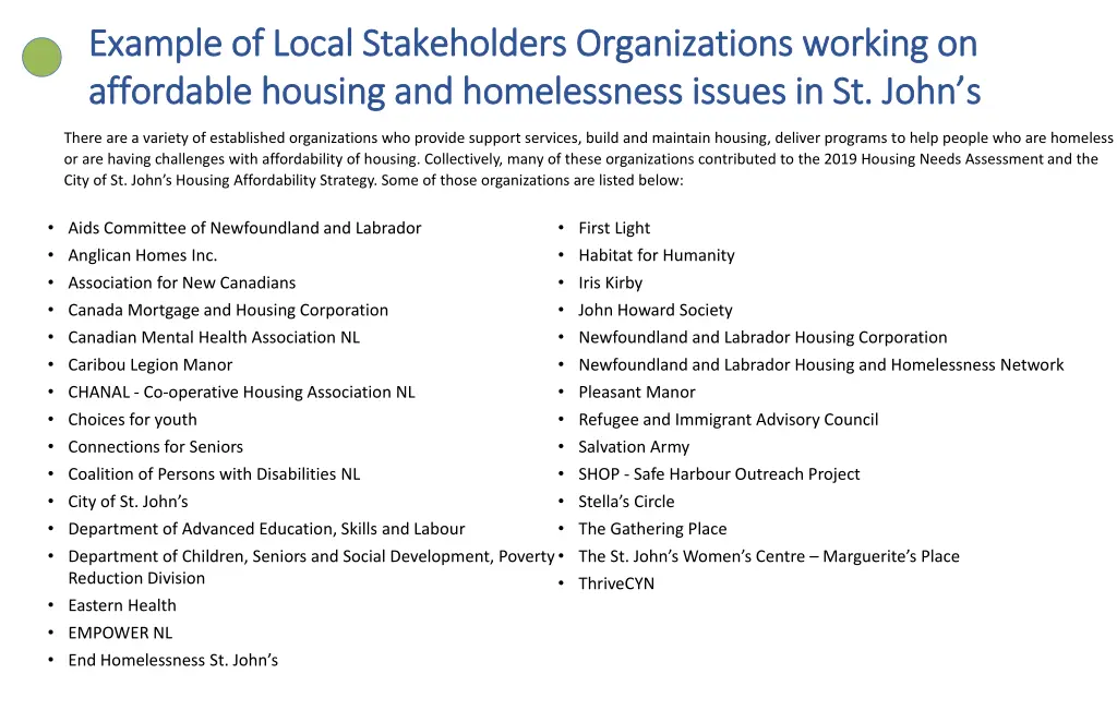 example of local stakeholders organizations