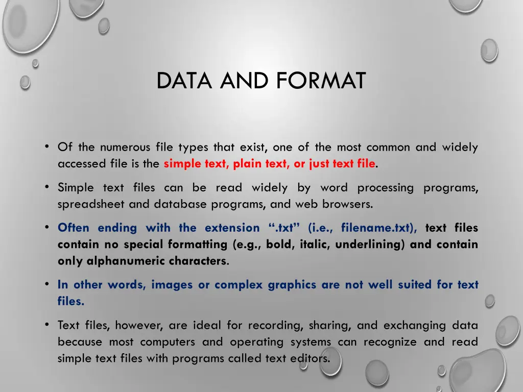 data and format