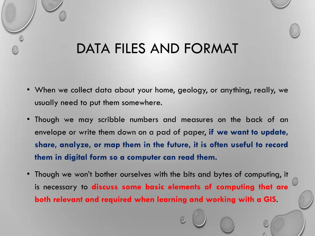 data files and format