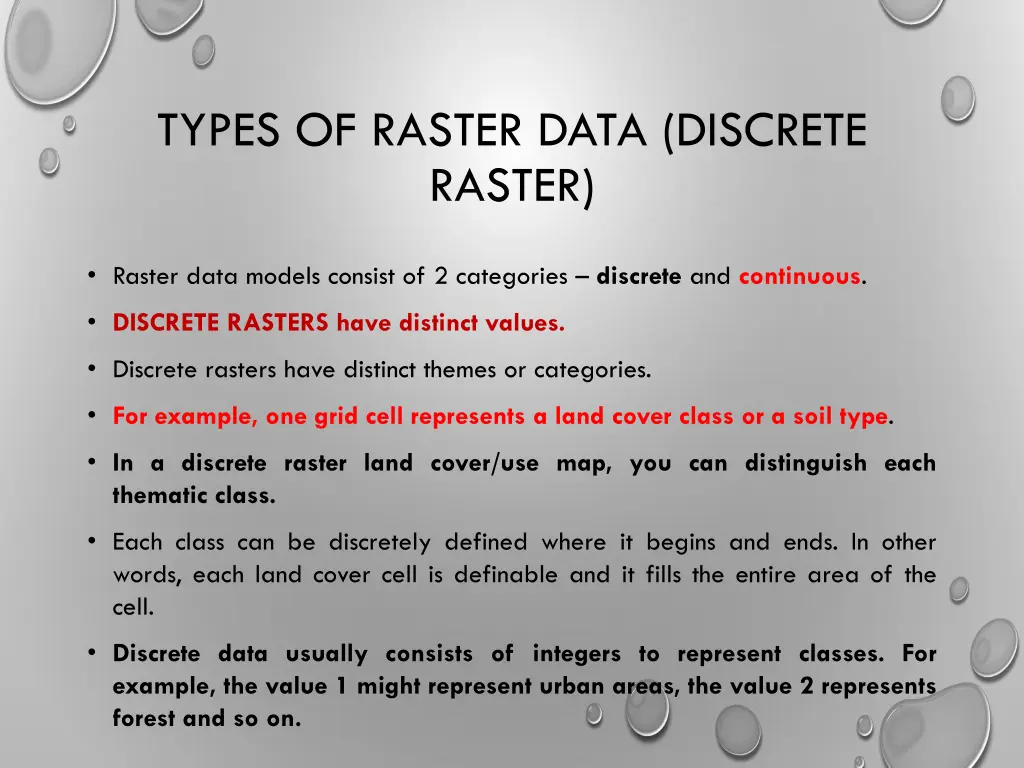 types of raster data discrete raster