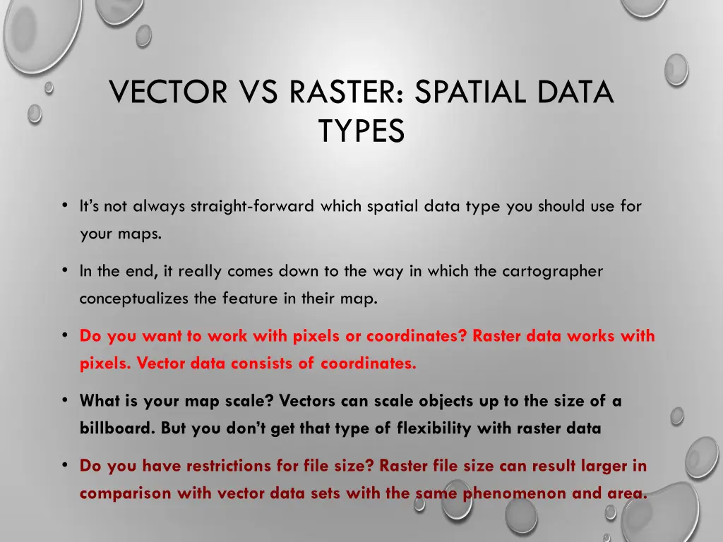 vector vs raster spatial data types