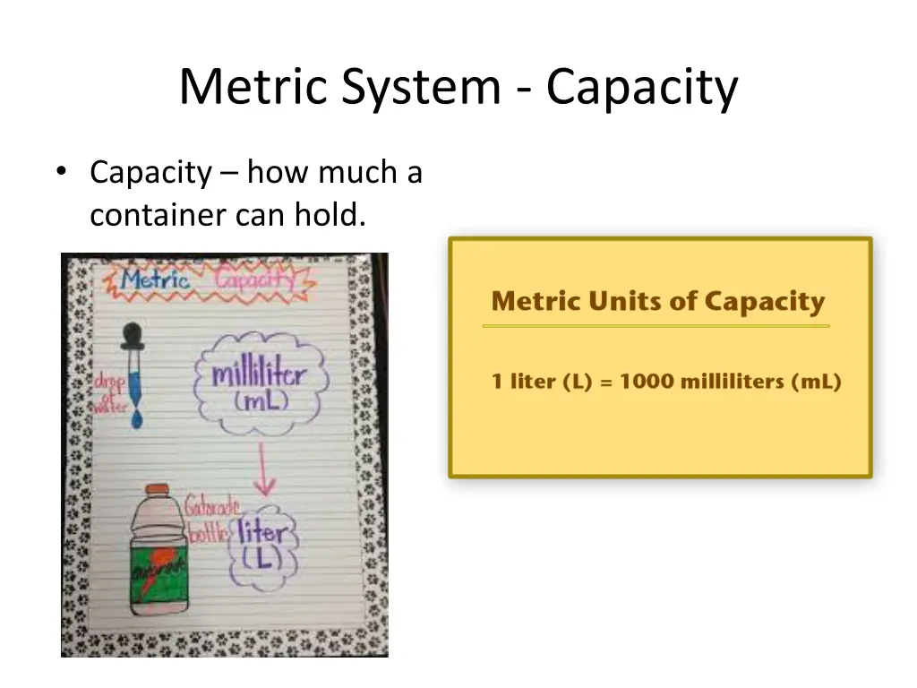 metric system capacity