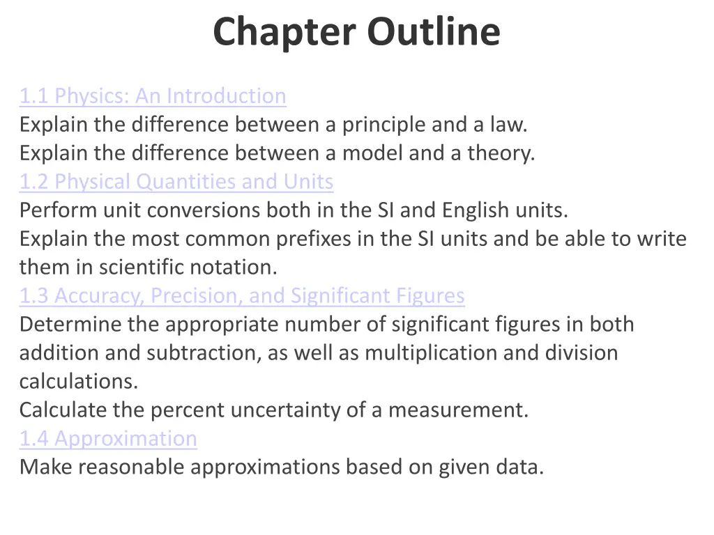 chapter outline