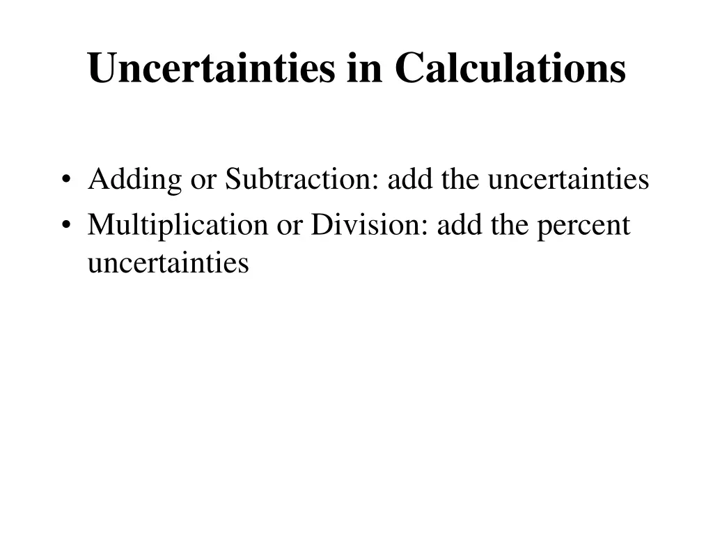 uncertainties in calculations