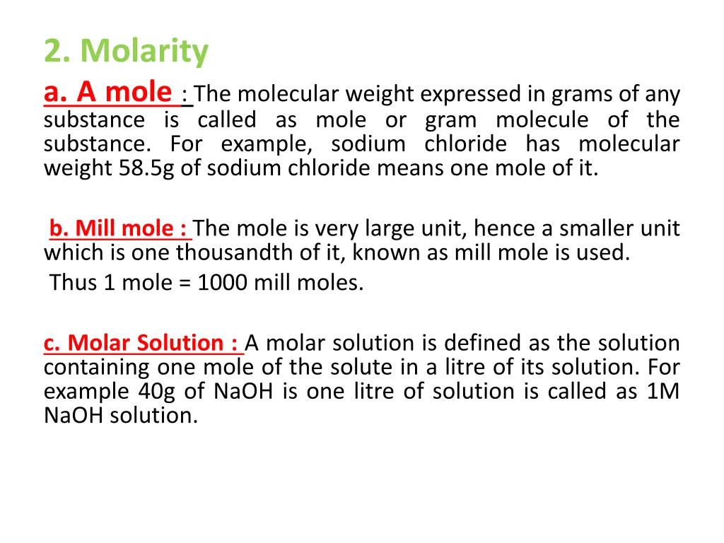 2 molarity a a mole the molecular weight