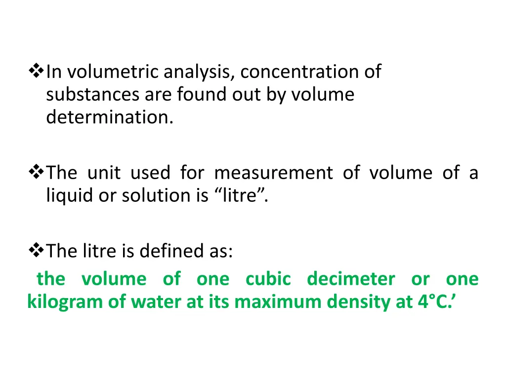 in volumetric analysis concentration