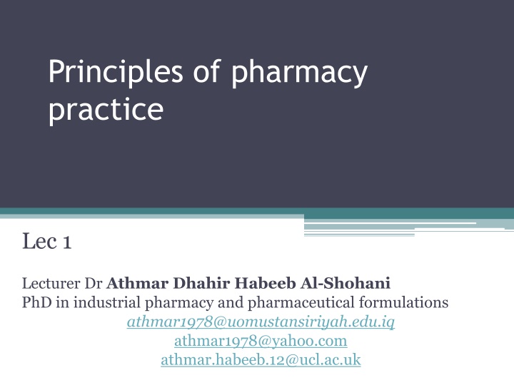 principles of pharmacy practice