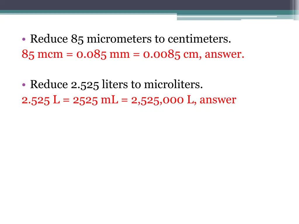 reduce 85 micrometers to centimeters