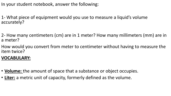 in your student notebook answer the following